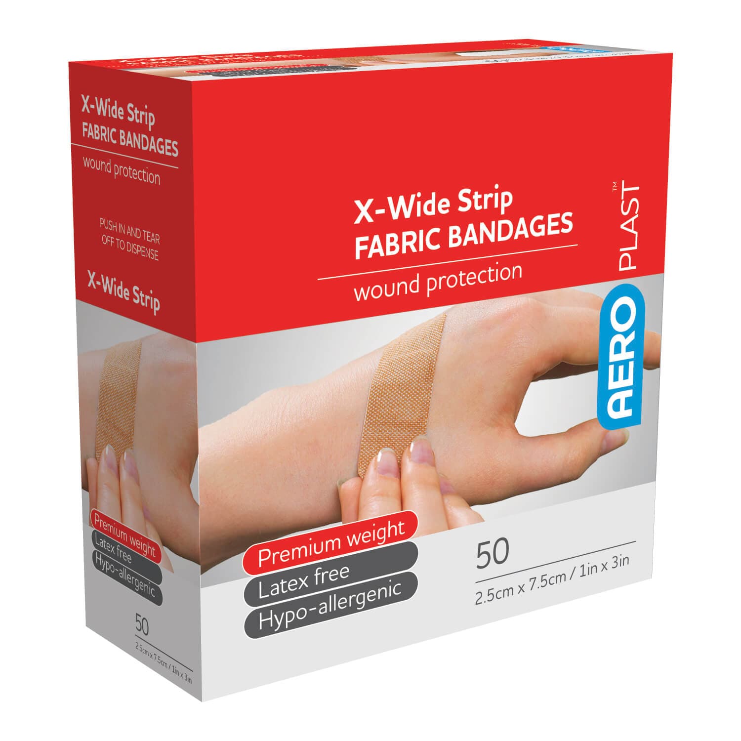 AeroPlast™ Fabric X-Wide Strip Bandages 1in x 3in 50/box, AFP6015
