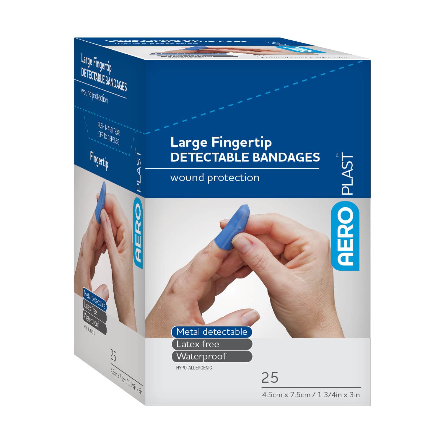 AeroPlast™ Detectable Large Fingertip Bandages 25/box, AD1002US