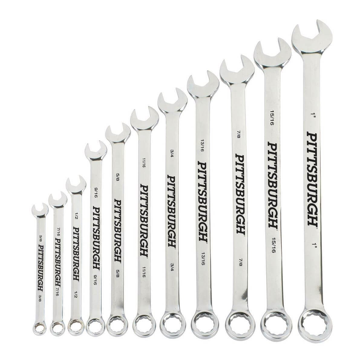 Long Handle SAE Combination Wrench Set, 11 Piece