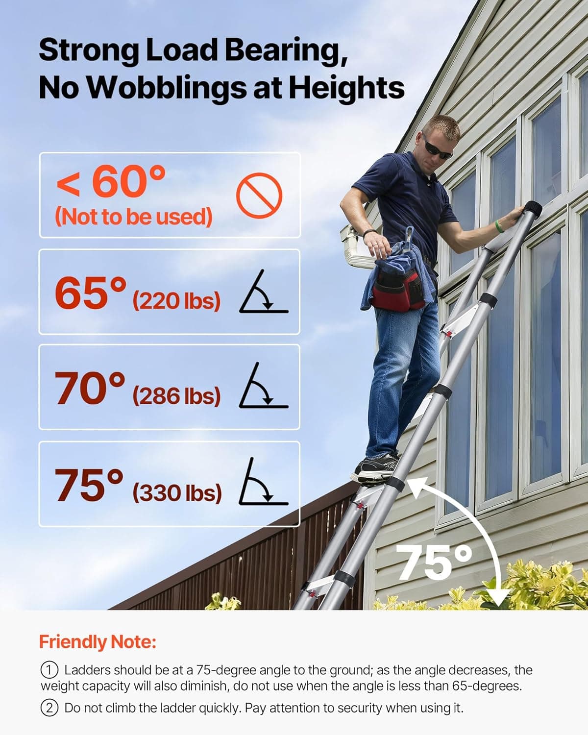 Aluminum Telescopic Extension Ladder, 5m — view 6