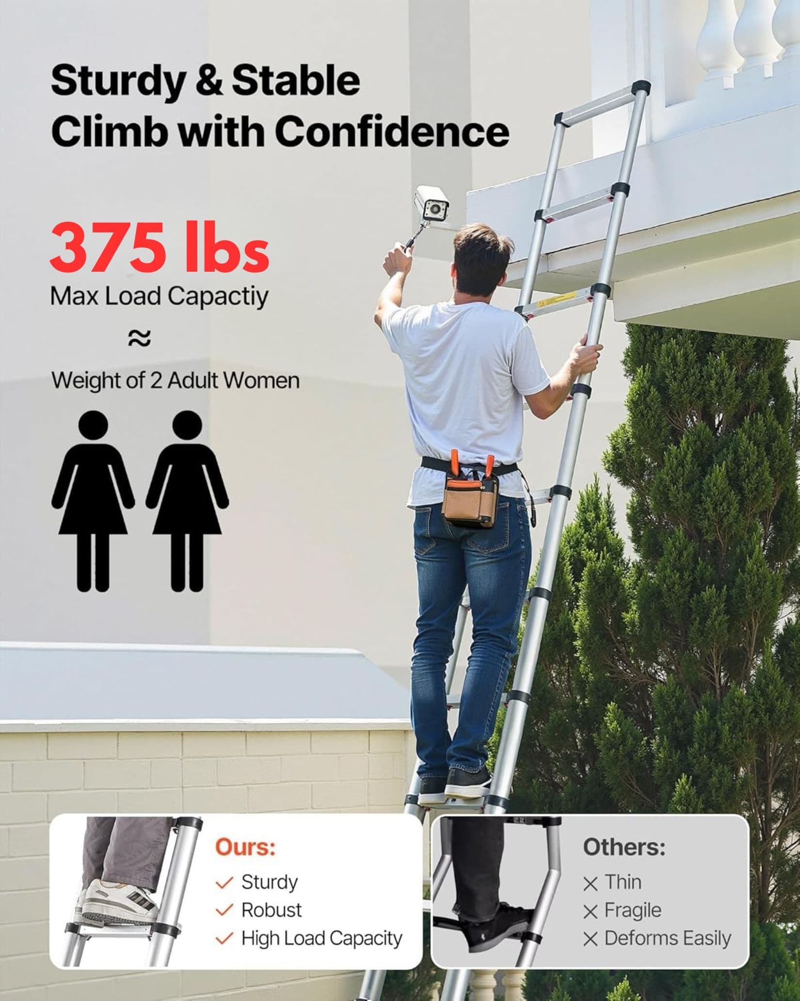 Aluminum Telescopic Extension Ladder, 5m — view 7