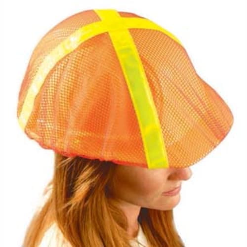 High Visibility Mesh Hard Hat Cover with Reflective Striping