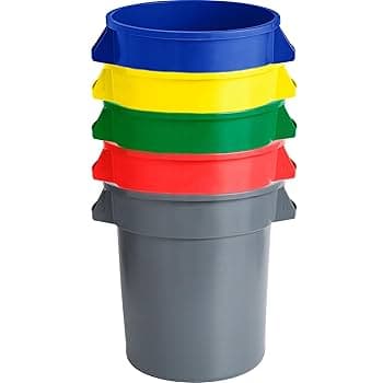 180L Round Garbage Trash Can with Lid – Heavy Duty Grey Waste Bin for Industrial & Commercial Use