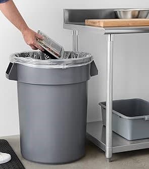 180L Round Garbage Trash Can with Lid – Heavy Duty Grey Waste Bin for Industrial & Commercial Use — view 2