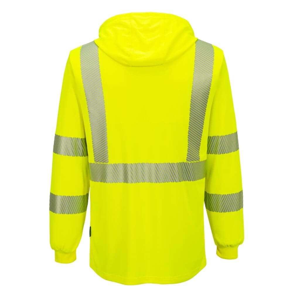 PL043 High Visibility Hooded Long Sleeve T-Shirt Class 2 – Lime with Contrast Panels — view 2