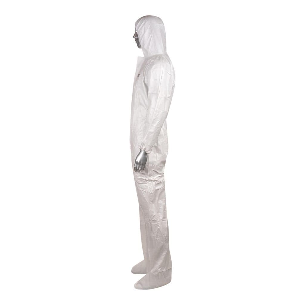 White Microporous Disposable Coveralls with Hood and Booties — view 3