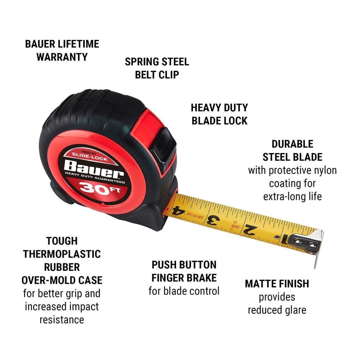 BAUER 30 ft. x 1 in. Slide-Lock Tape Measure — view 2