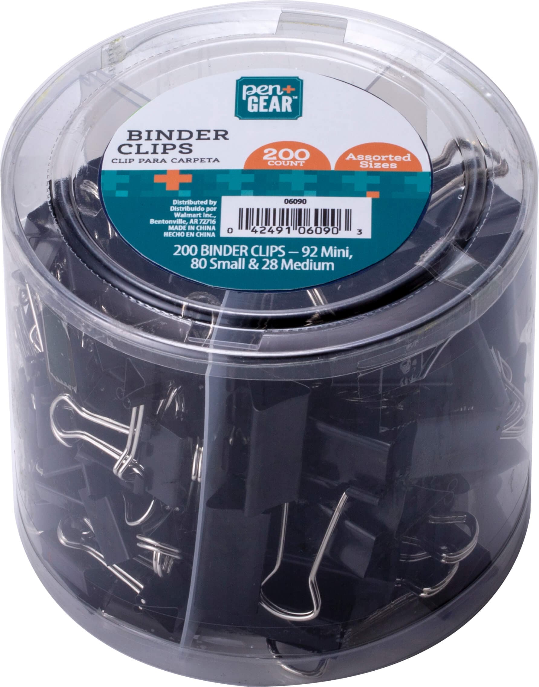 Binder Clips, Assorted Sizes, 200 Pieces, Black — view 1