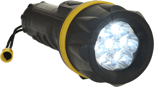 7 LED Rubber Flashlight - Water Resistant
