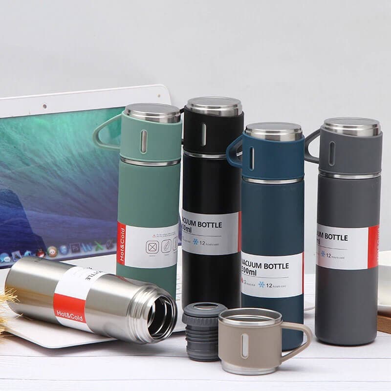 3 Piece Stainless Steel Travel Thermos and Mug Gift Set