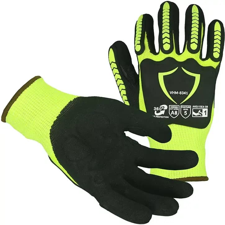 Hi-Vis HPPE Sandy Nitrile Palm Impact Glove CR8 — view 1