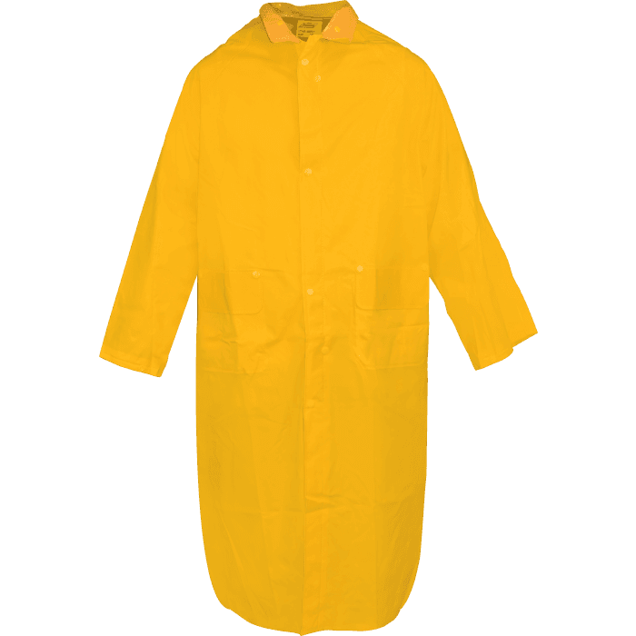 49" Yellow coat with corduroy collar and detachable hood — view 1