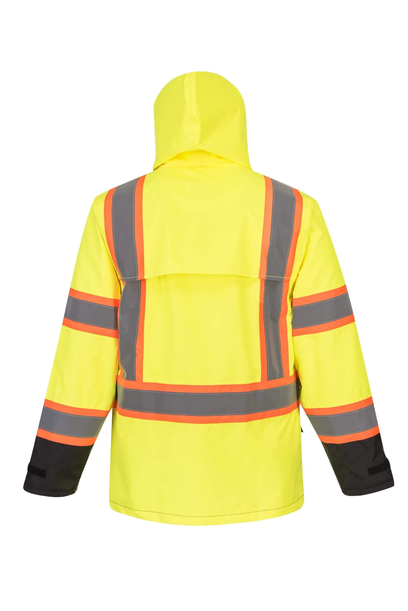 Hi Vis Yellow Black Bottom Two-Tone Rain Jacket, Class 3 — view 2