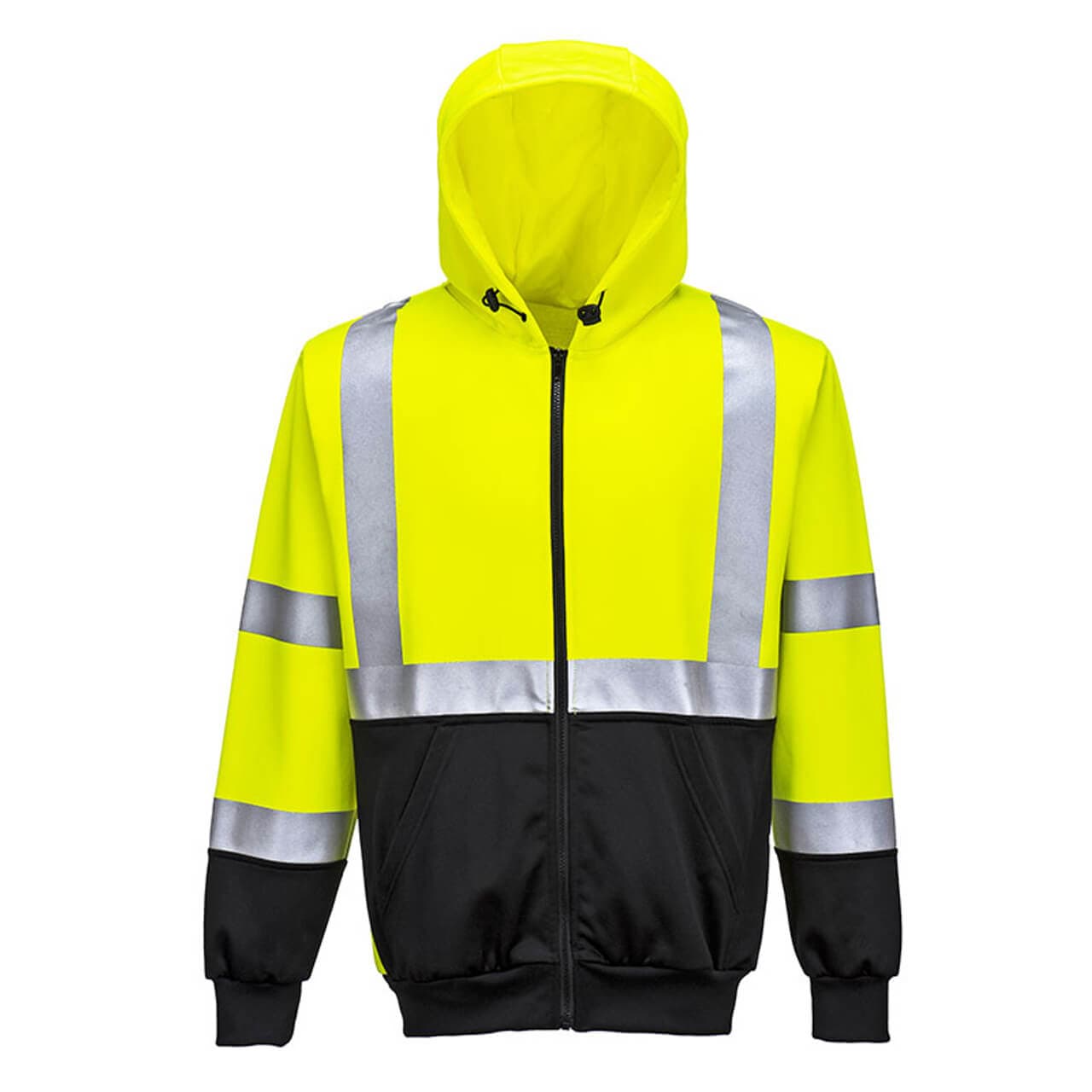 Hi Vis Yellow with Black Bottom Zipper Hoodie