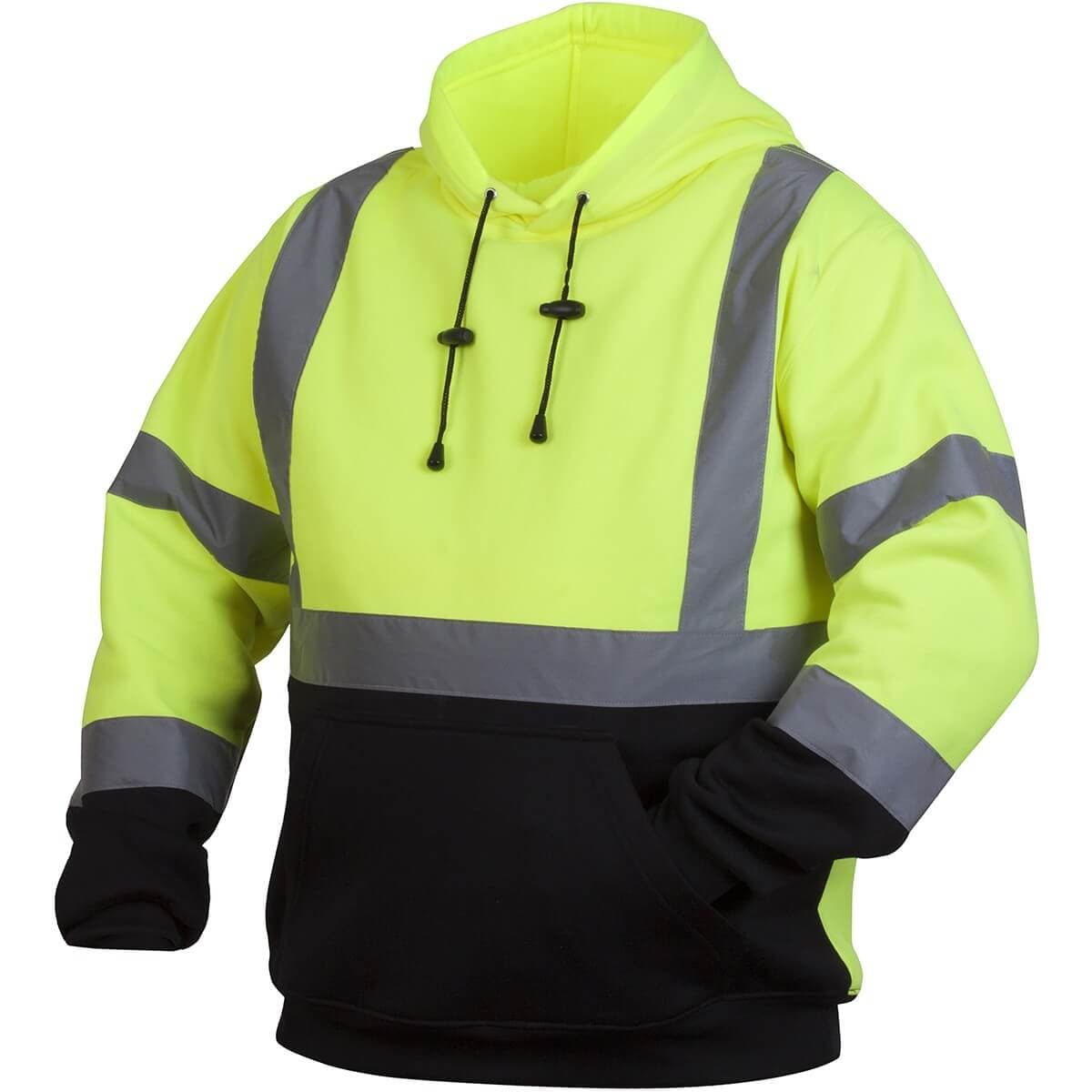 Hi Vis Yellow with Black Bottom Pullover Hoodie