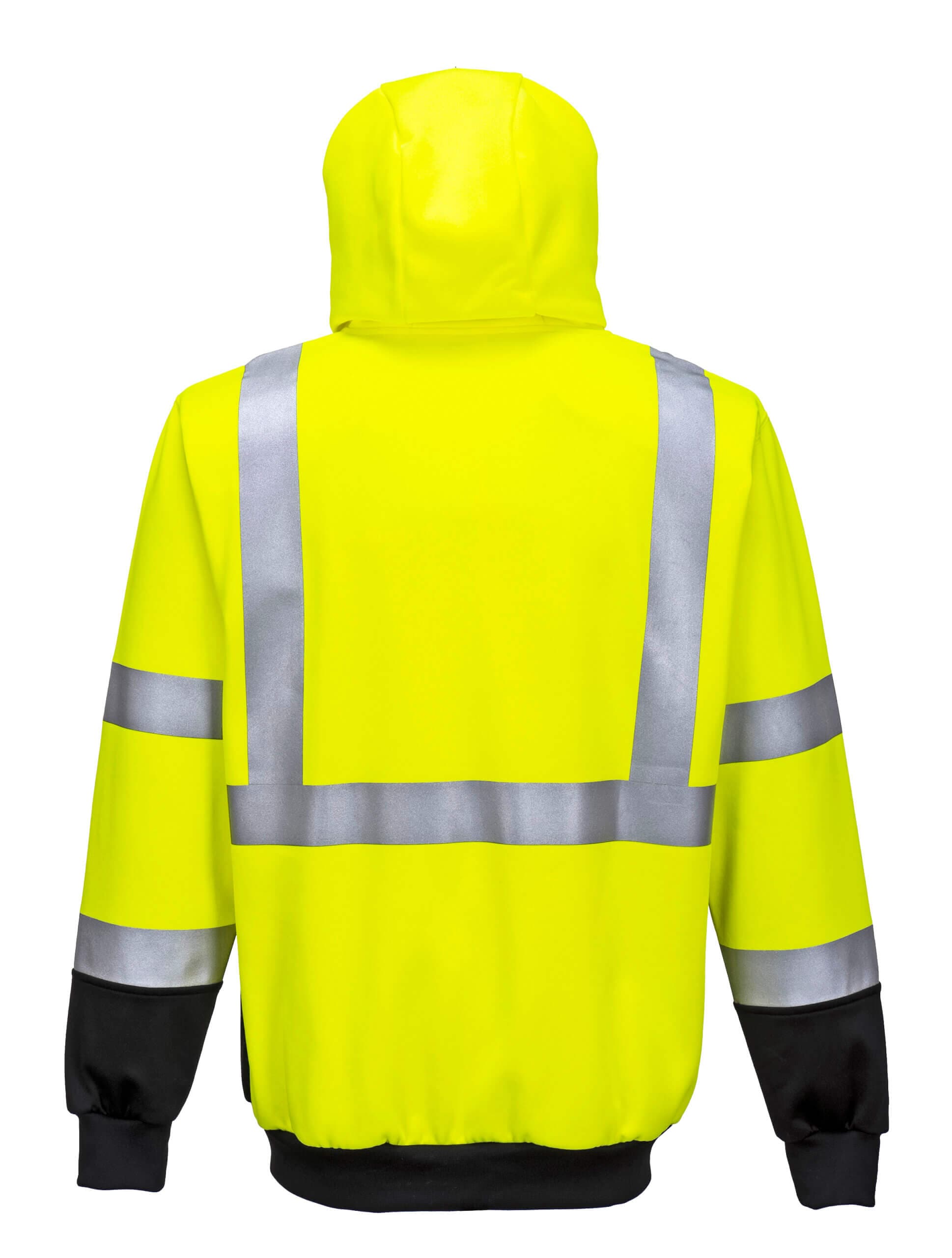 Hi Vis Yellow with Black Bottom Pullover Hoodie — view 2
