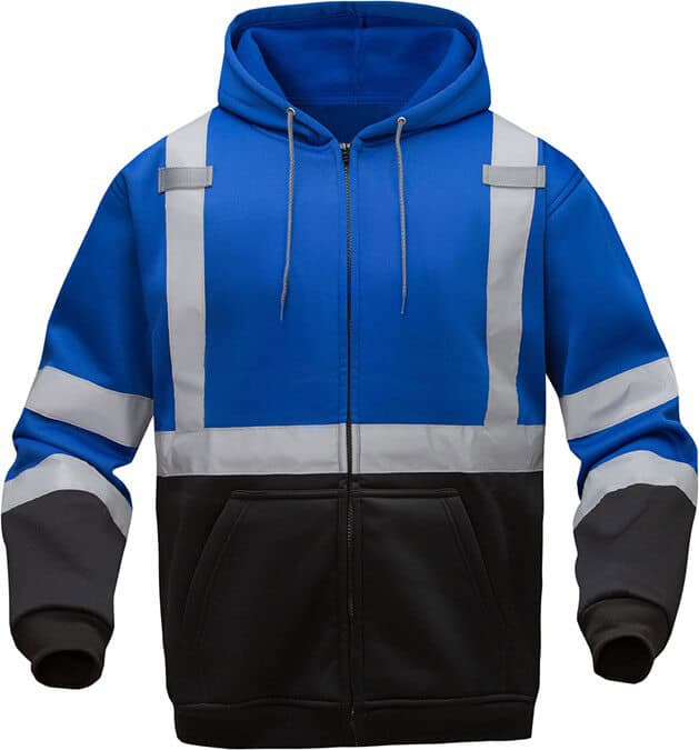 Enhanced Visibility Zippered Royal Blue Hoodie