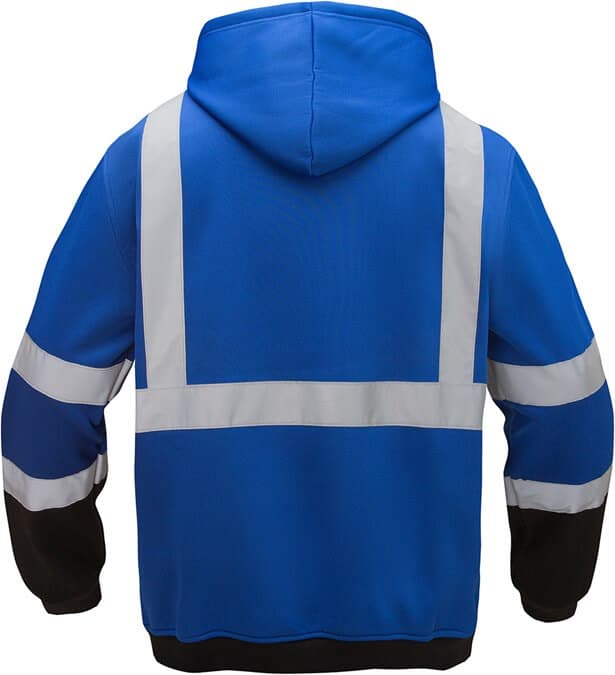 Enhanced Visibility Zippered Royal Blue Hoodie — view 2