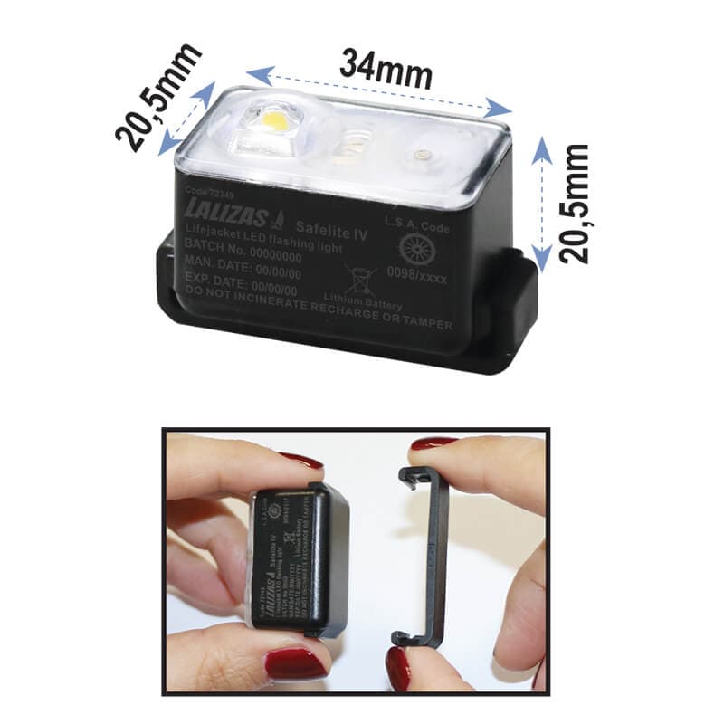 Lifejacket LED flashing light Safelite IV ON-OFF Water Activated — view 2