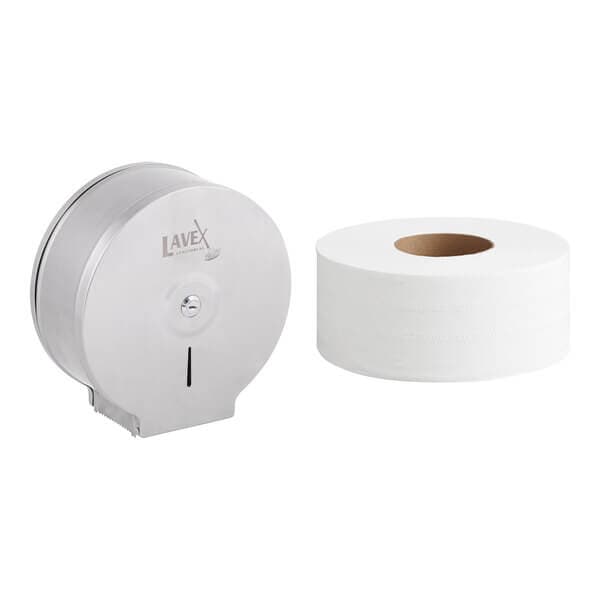 LX Stainless Steel Jumbo Single-Roll Toilet Tissue Dispenser with (12) Jumbo Toilet Paper Rolls