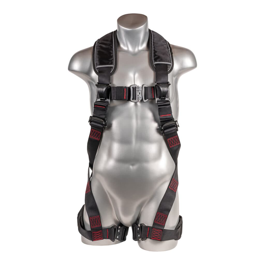 Akula™ Series Harness 5pt., Padded Back/H-Style Legs, QCB, SRL Back Plate, Black