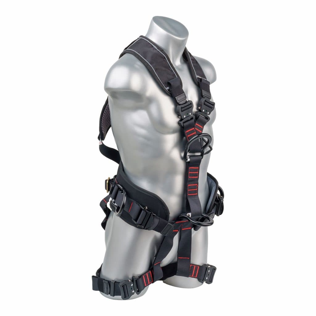 Akula™ Series Harness 5pt., Padded Back/Legs, QCB, Positioning Belt Side D-Rings, Back and Dual Front D-Rings, Black — view 2