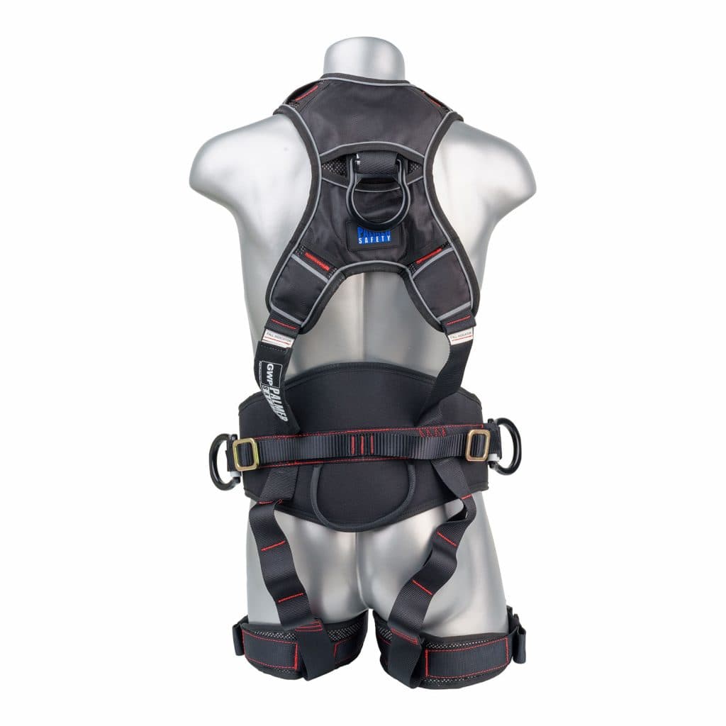 Akula™ Series Harness 5pt., Padded Back/Legs, QCB, Positioning Belt Side D-Rings, Back and Dual Front D-Rings, Black — view 3