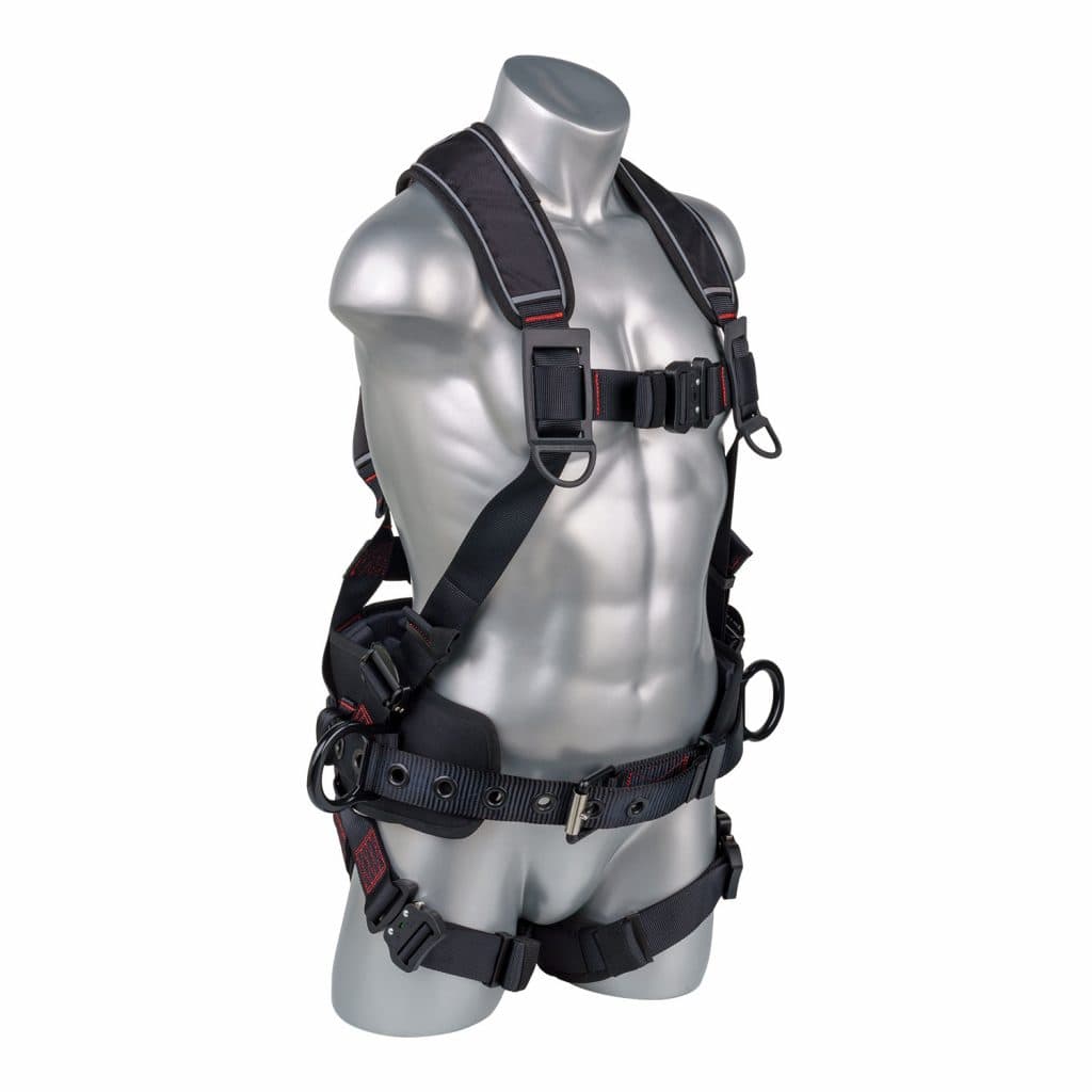 Akula™ Series Harness 5pt., Padded Back/Legs, QCB, SRL Back Plate, Positioning Belt with Side D-Rings, Black — view 2