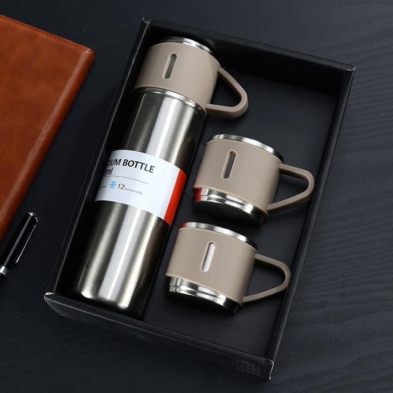 3 Piece Stainless Steel Travel Thermos and Mug Gift Set — view 2