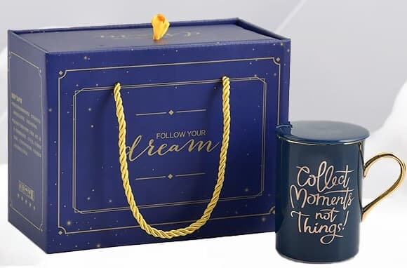 Luxury Porcelain Mug with Gold Handle and Spoon, 350ml — view 3