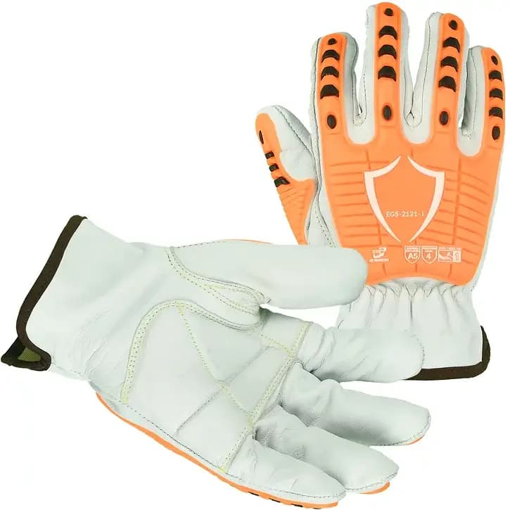 Knit-Vibration Palm Hi-Vis Orange TPR Glove Cut Level A5 EG5-2121 — view 1