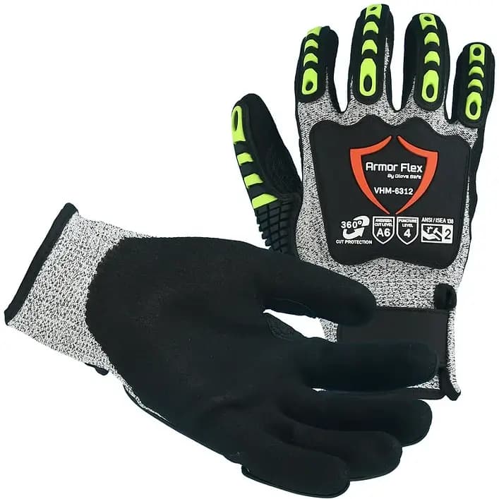 HPPE CL6 Glove, Black Sandy Nitrile Palm