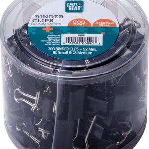 Binder Clips, Assorted Sizes, 200 Pieces, Black