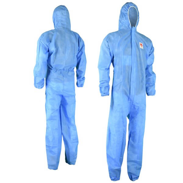 FR SMS Disposable Coveralls, Zipper Front, Hood with Elastic Wrist and Ankles