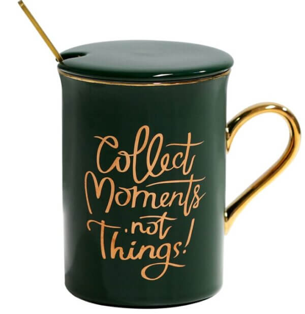 Coffee Mug Set with Gold Handle Green