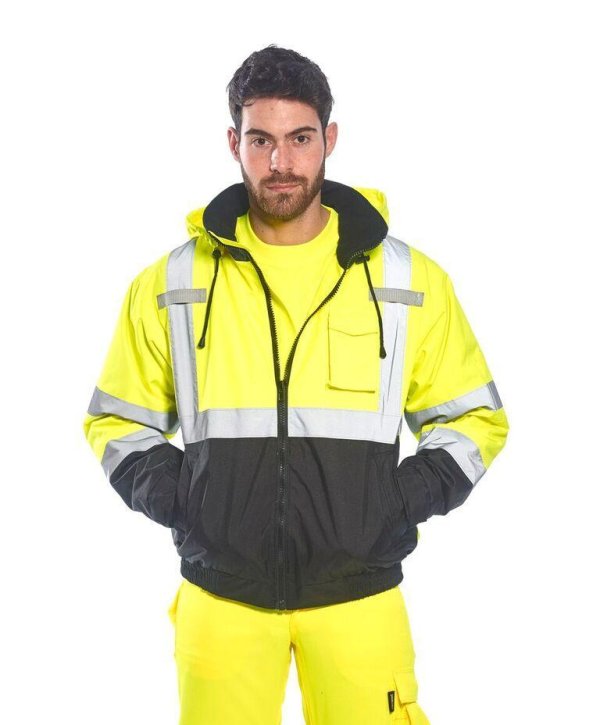 Hi-Vis 2-in-1 Contrast Bomber Jacket Yellow/Black